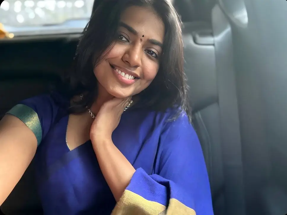 South Indian Actress Shivani Rajashekar in Blue Saree